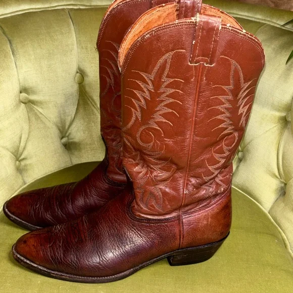 Nocona Men’s 12D Brown Leather Cowboy Western Boots USA Made - Picture 7 of 10